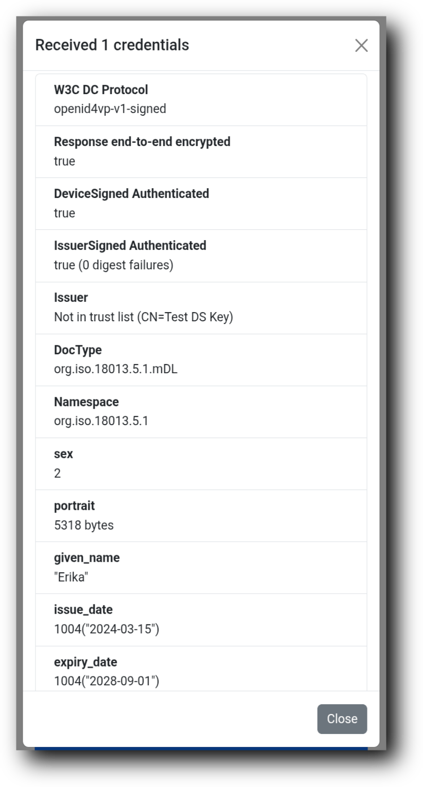 Step 4: Verified Credential Displayed