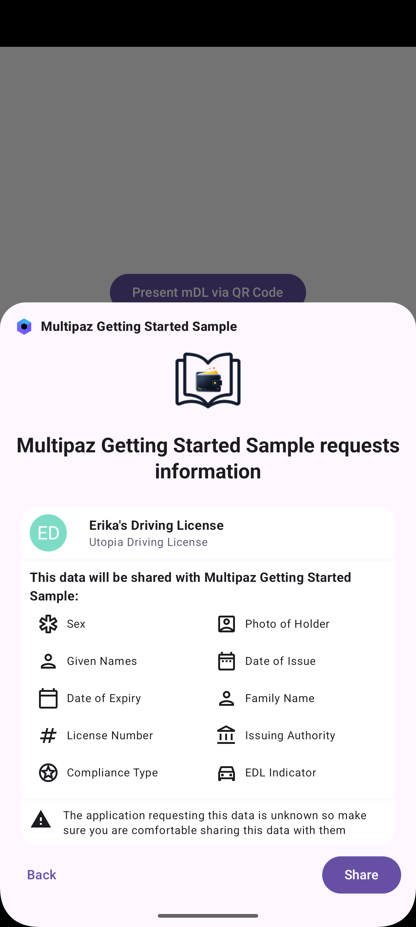 Step 2: Credential Selection in App